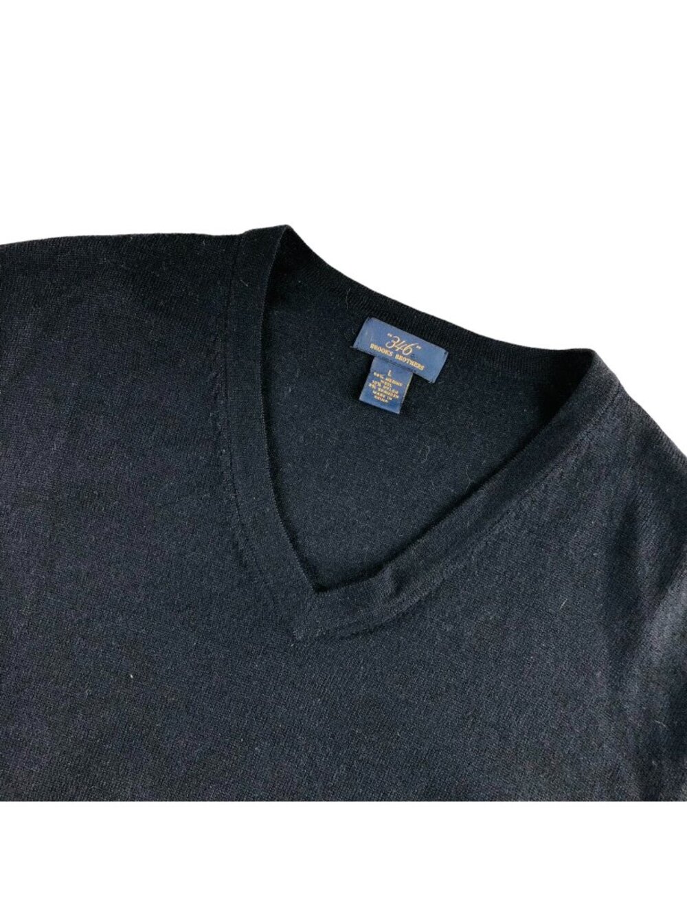 Brooks Brothers 346 Men's Wool/Nylon Stretch V-Neck Sweater Navy Blue • Large